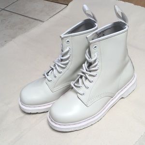 White 1460 doc marten mono boots
